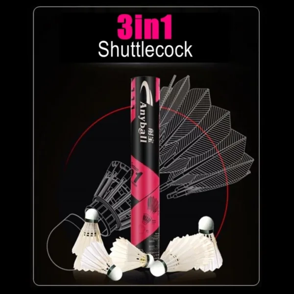 1 dozen Super quality 3 In 1 Super Durable Anyball 111 Badminton Feather Shuttlecock - Image 2